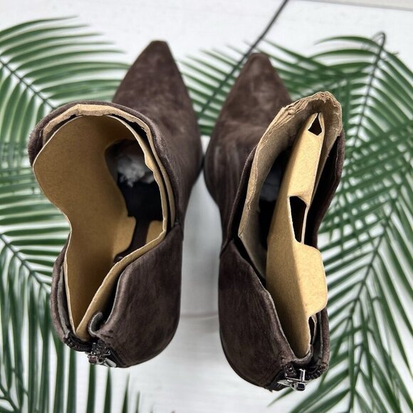 Vince Camuto Gigietta Brown Suede Back Zip Chelsea Booties Size 8.5M NWOB - Picture 5 of 10